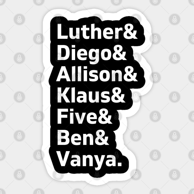 umbrella academy members Sticker by gochiii